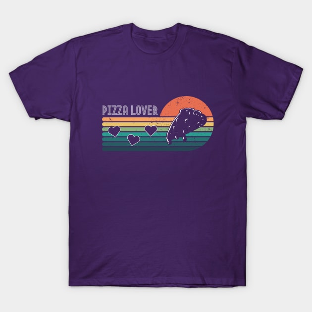 Pizza Lover Retro Sunset T-Shirt by DesignArchitect